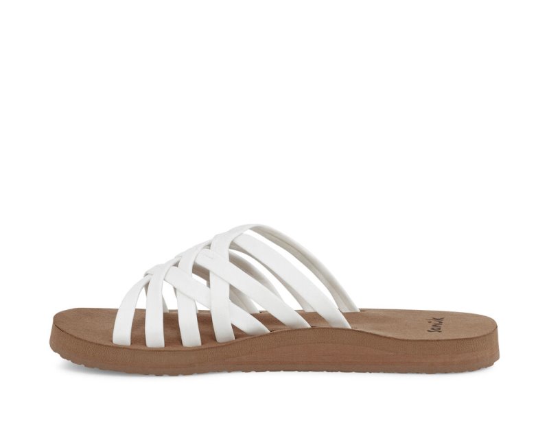 Sanuk Rio Slide Women's Sandals White / Brown | Canada 97ZUT